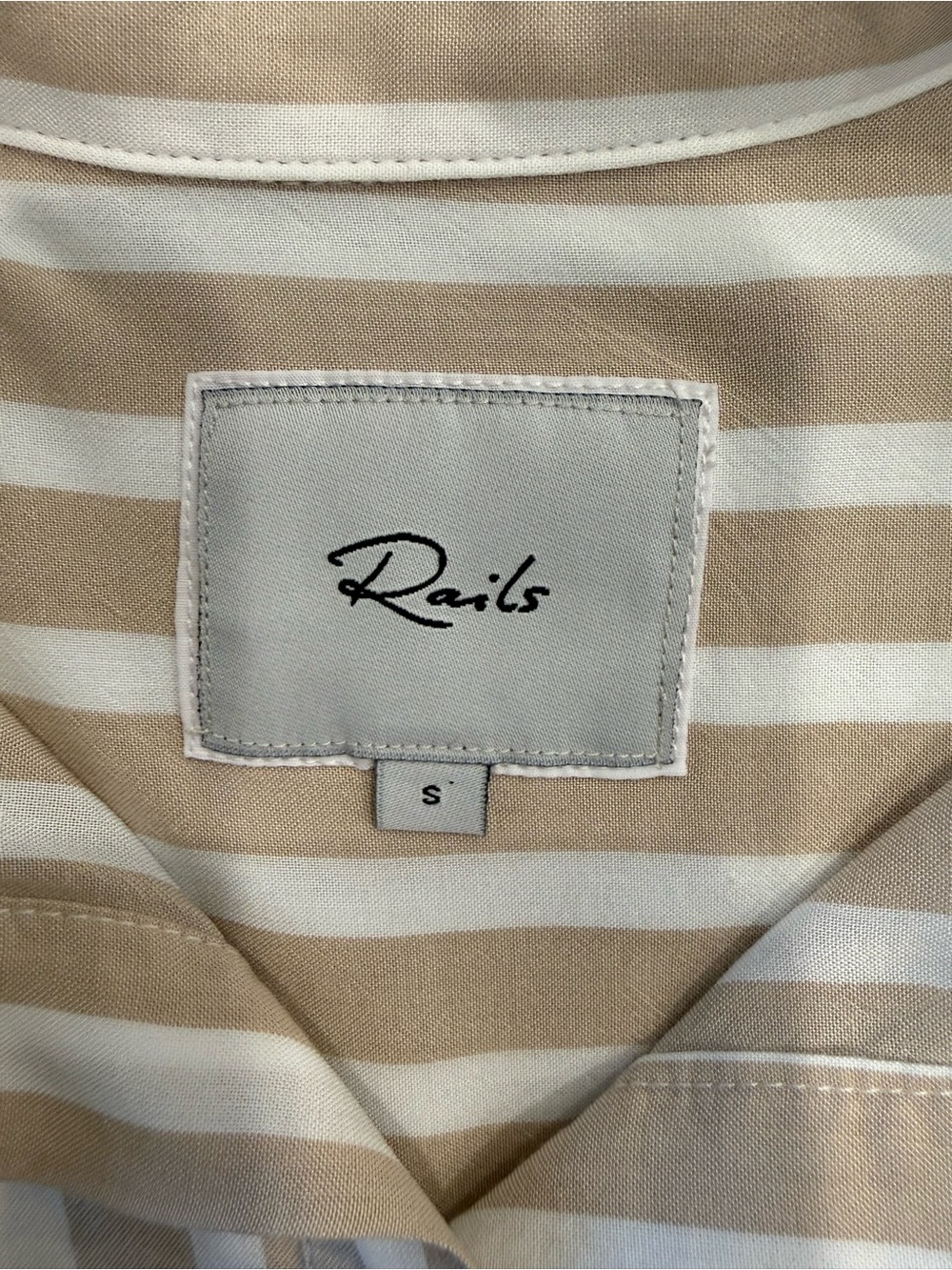 Rails Beige and White Striped Button-Front Shirt - Picture 3 of 9